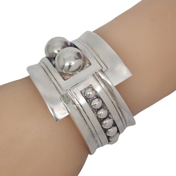 Alfredo Villasana Mexico Sterling Silver Clamper Bracelet #16490 - Picture 9 of 9